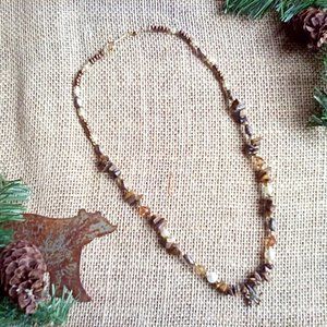 Women's 22" Natural Stone and Pearl Necklace